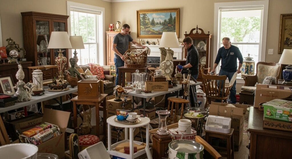 Indoor,Photo,Of,3,Guys,Setting,Up,Items,In,A